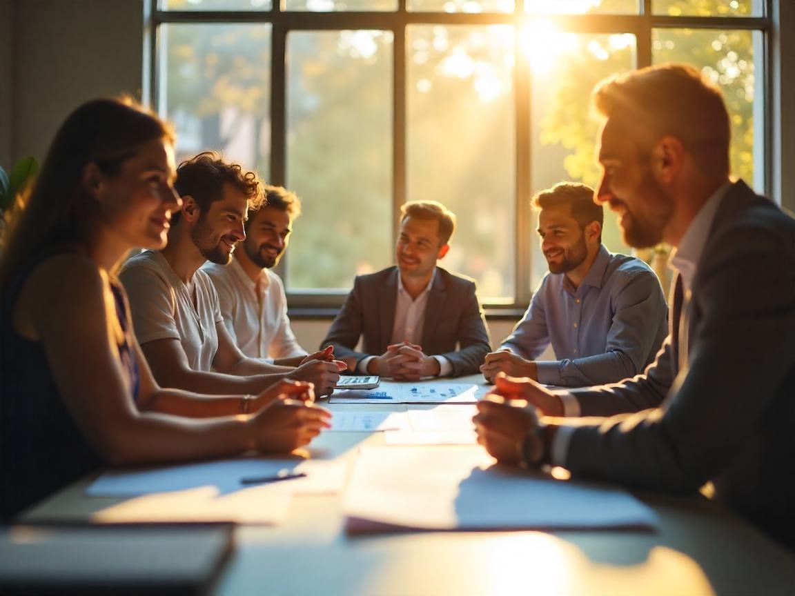 Equipe de marketing discutindo estratégias de tráfego pago e conteúdo orgânico